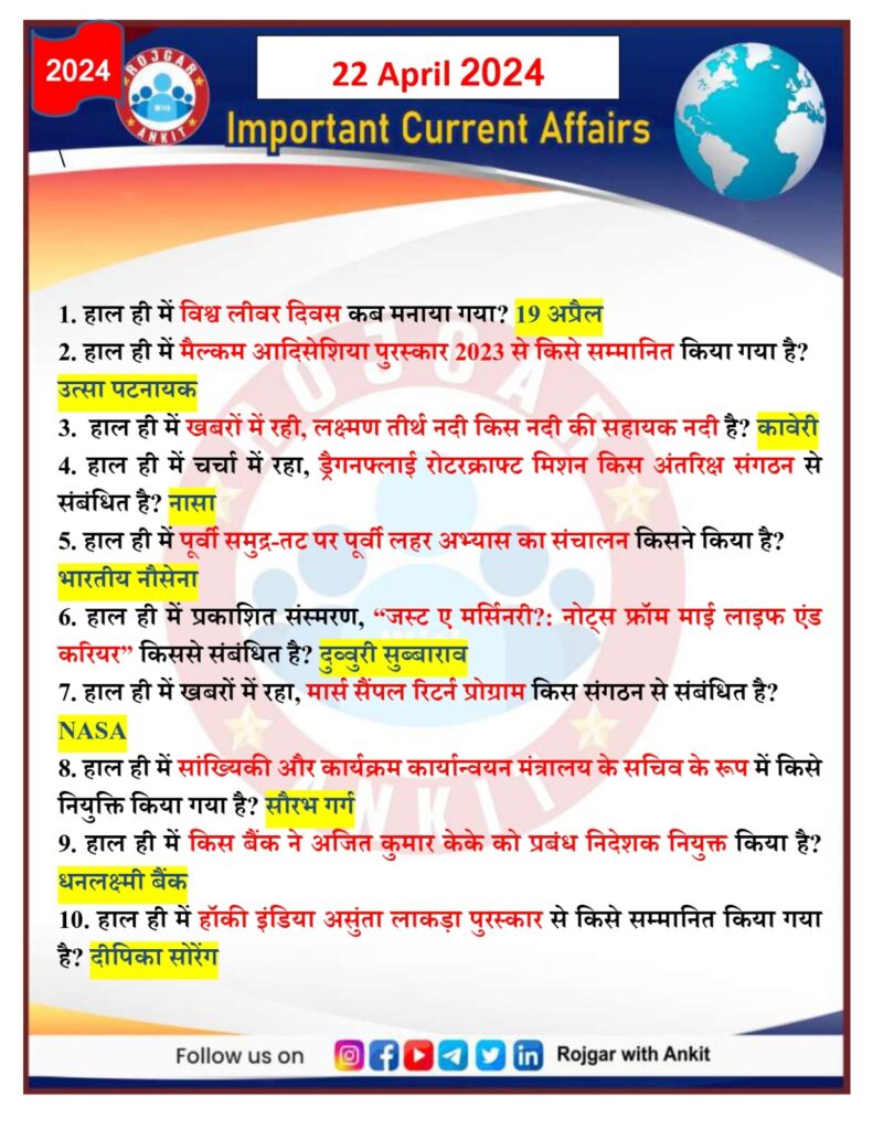22 April 2024 Current Affairs Rojgar With Ankit 1 22 April 2024 Current Affairs Rojgar With Ankit 1