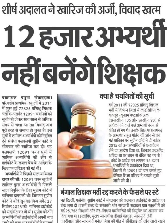 शीर्ष अदालत ने ख़ारिज की अर्जी अब 12 हज़ार स्टूडेंट्स नहीं बनेगे शिक्षक
