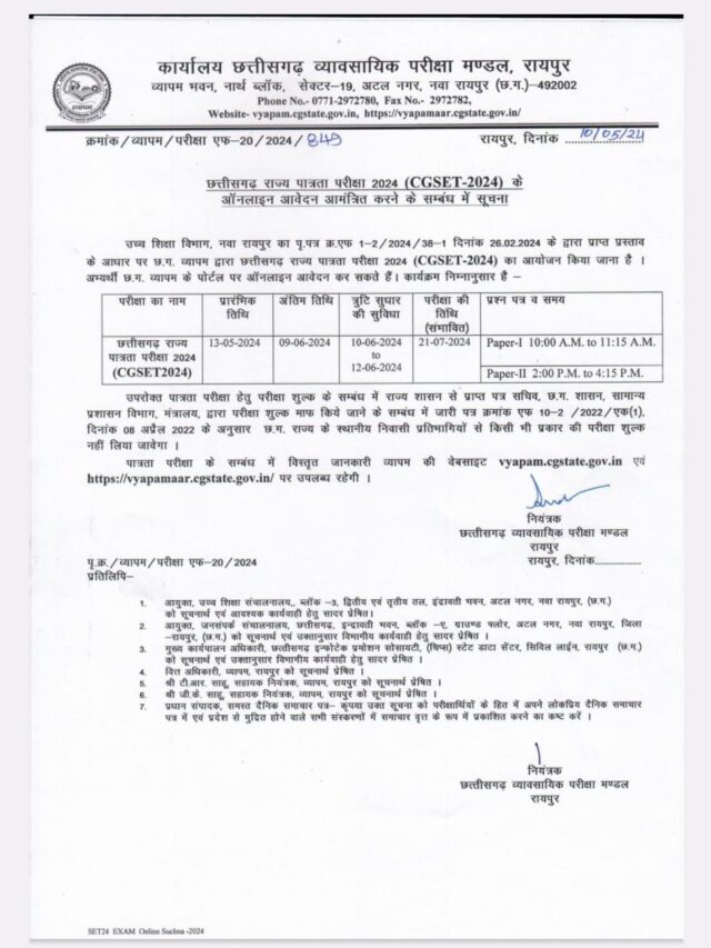 ऑनलाइन आवेदन आमंत्रित करने के संबंध में सूचना |
