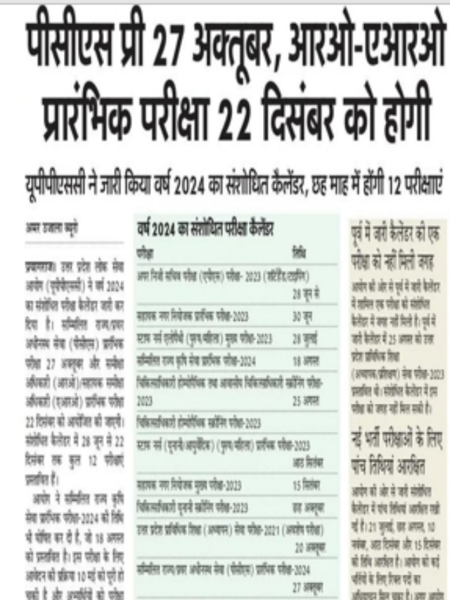 PCS Pre 27 अक्टूबर, ARO-RO प्रारंभिक परीक्षा 22 दिसंबर को होगी|