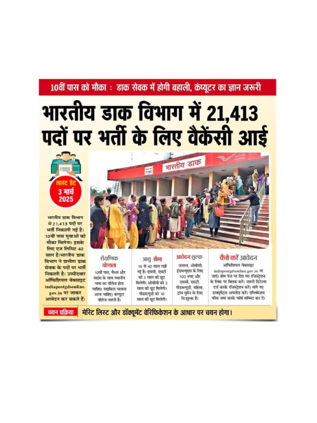 Indian Post Office 21,413 New Vacancy Out.