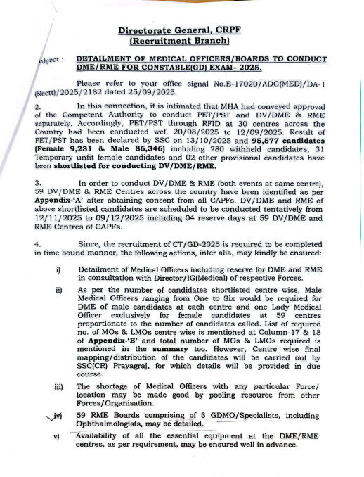 Ssc Gd Medical Dates 2025