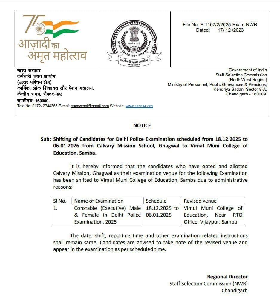 Delhi Police Constable Exam Cancel