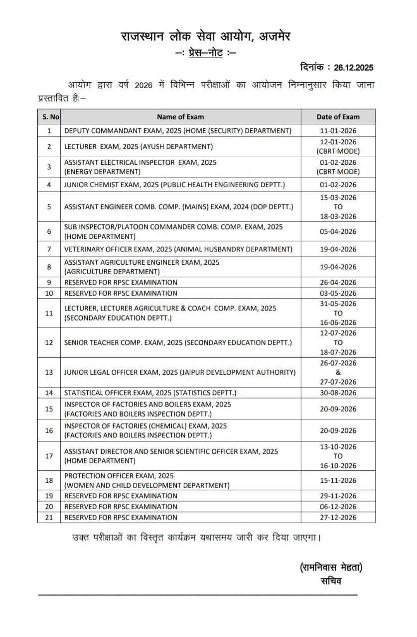 Rpsc Calendar 2026 Out
