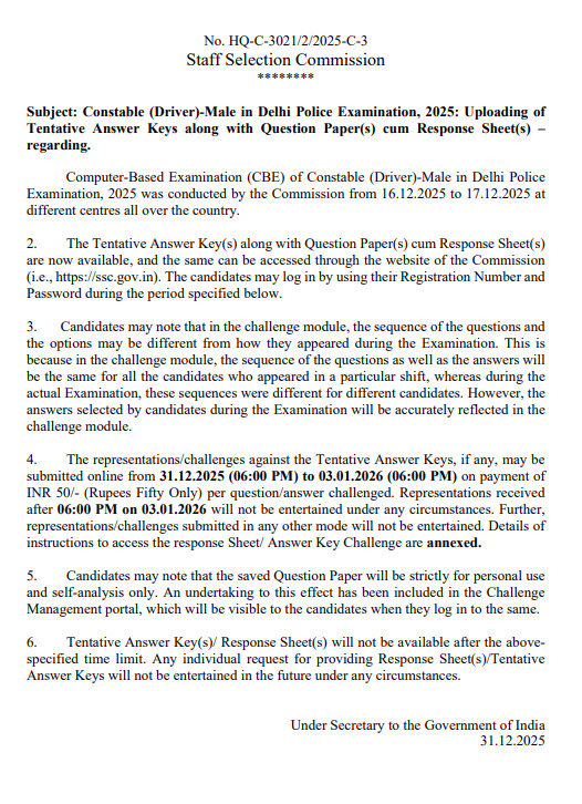 Delhi Police Driver Answer Key 2025 Released 3 Delhi Police Constable 2025 Answer Key Out