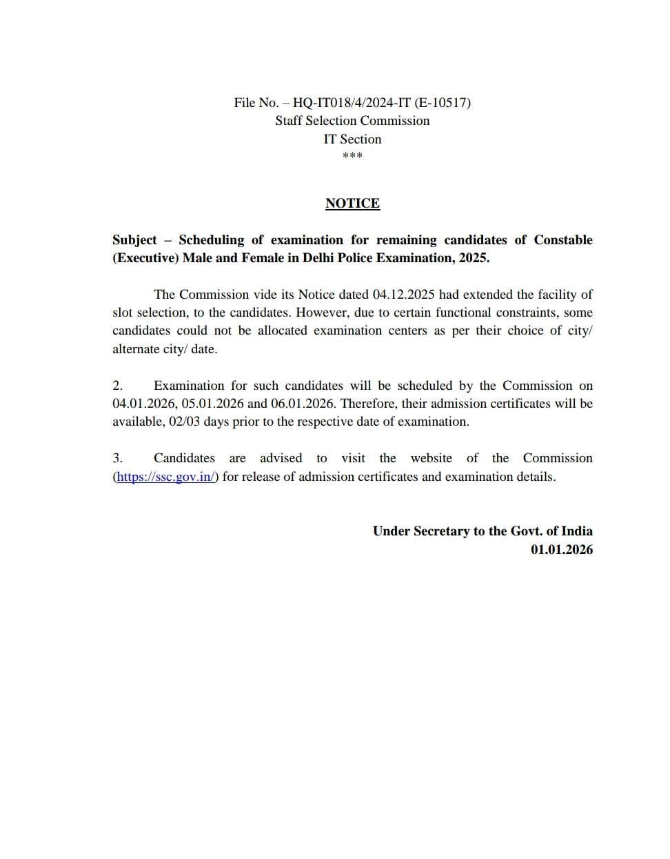 Delhi Police Constable Exam Date