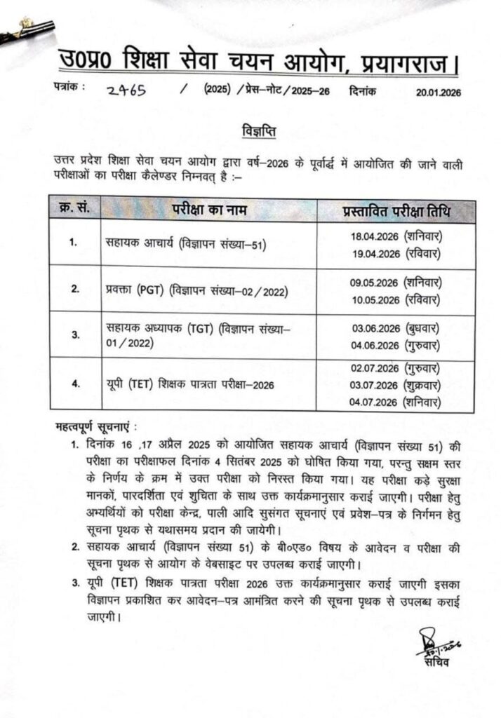 Up Tgt Pgt Exam Date Out