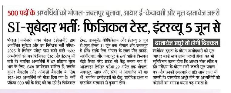 Mp Si Recruitment 2025 : Physical Test, Dv &Amp; Interview Dates Announced !! 3 Mp Si