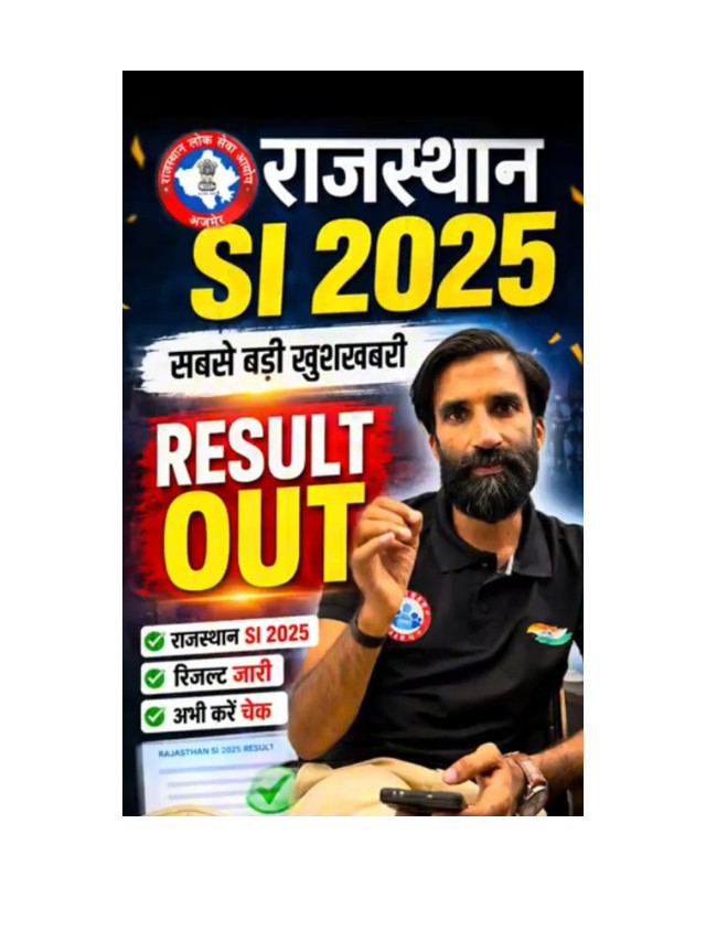 Rajasthan SI Result 2026 Released – Check Your Score Now
