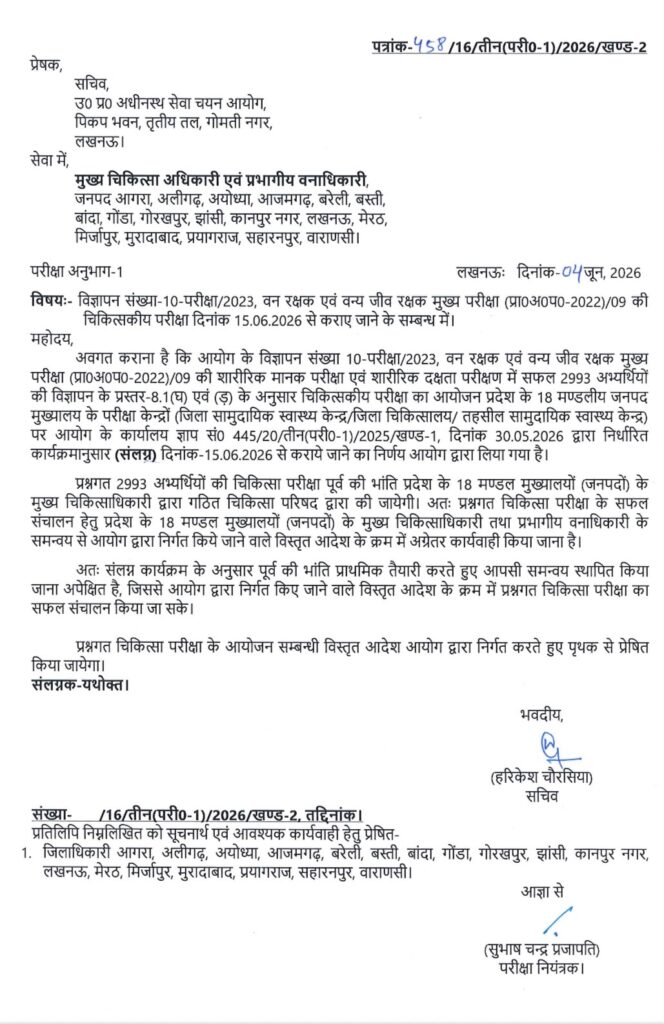 Upsssc Forest Guard / Wildlife Guard Medical Exam Schedule 2026 3 Upsssc