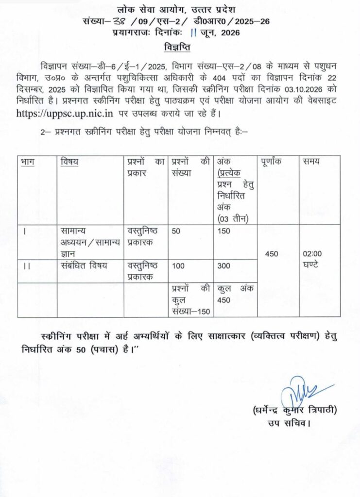 Uppsc Veterinary Officer Exam Date 2026 Out : Exam Pattern In Detail !! 3 Uppsc