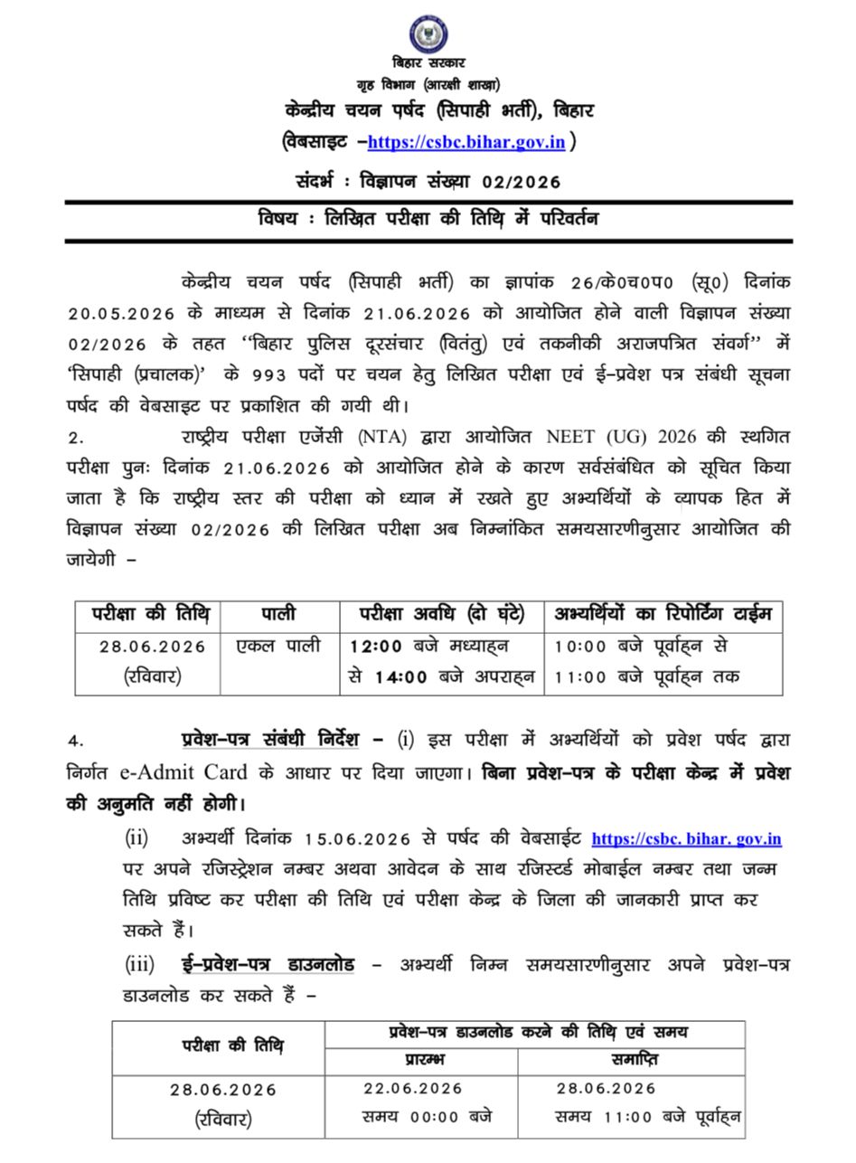 Bihar Police Constable Operator Admit Card 2026 Out : Download Hall Ticket Now !! 3 Bihar Police