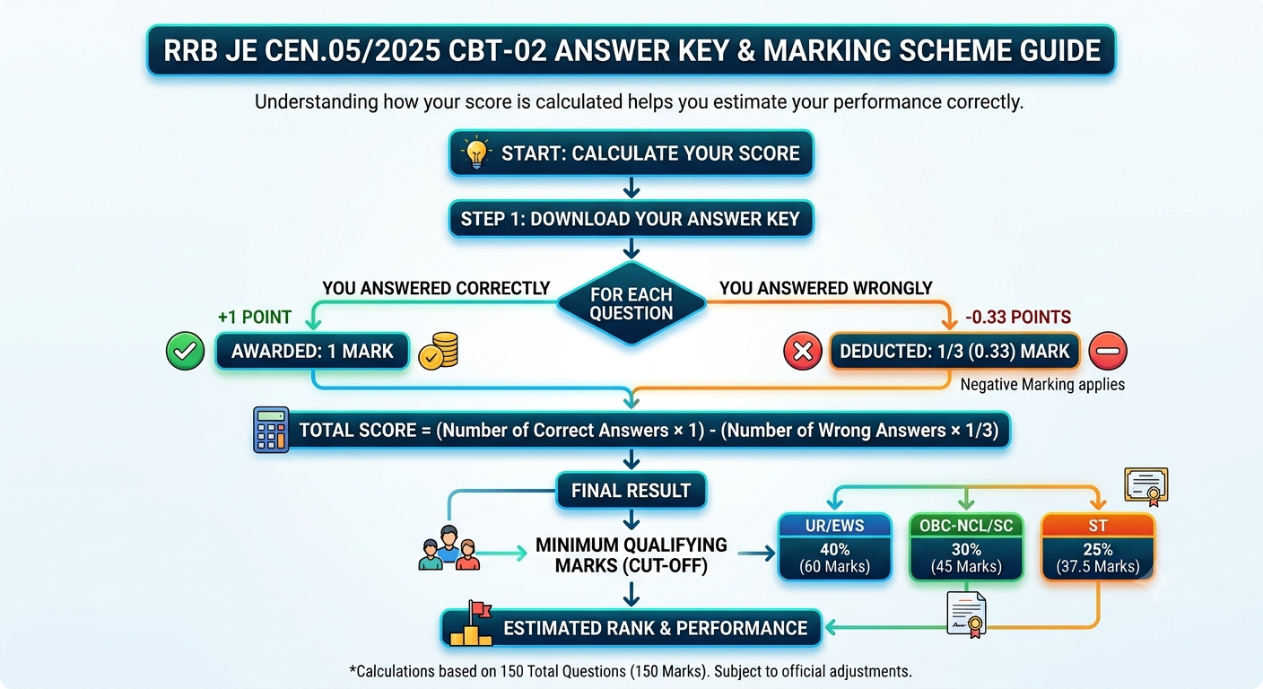 Rrb Je Cbt-02 Answer Key 2026 Out : Know How To Calculate Marks !! 4 Rrb Je Cen.05/2025 Cbt-02