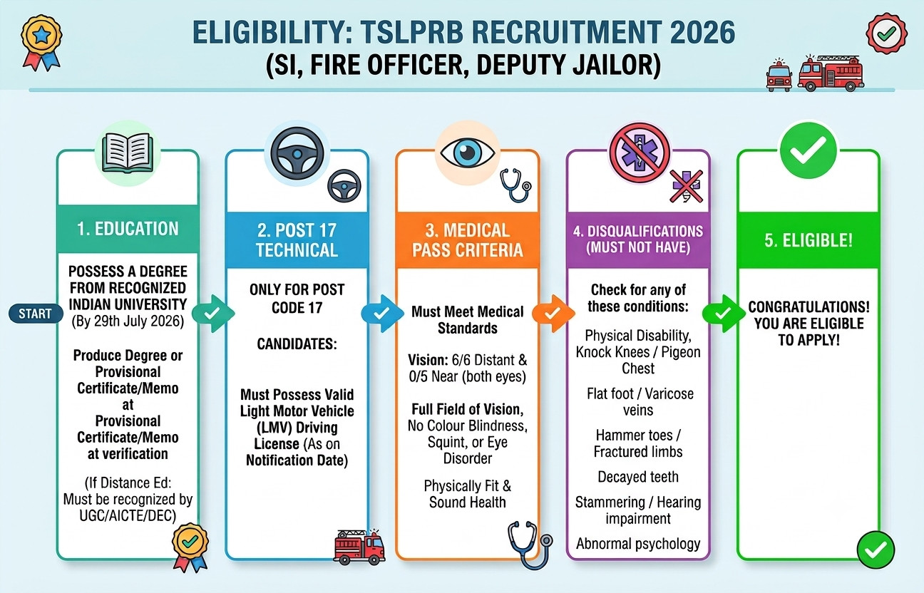 Tslprb Sub Inspector, Stationfire Officer And Deputy Jailor Recruitment 2026 