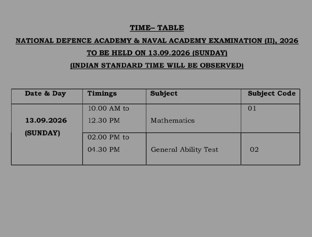Upsc Nda Ii Exam Schedule Out, Check Details Now!! 3 Upsc Nda Ii Exam Schedule Out