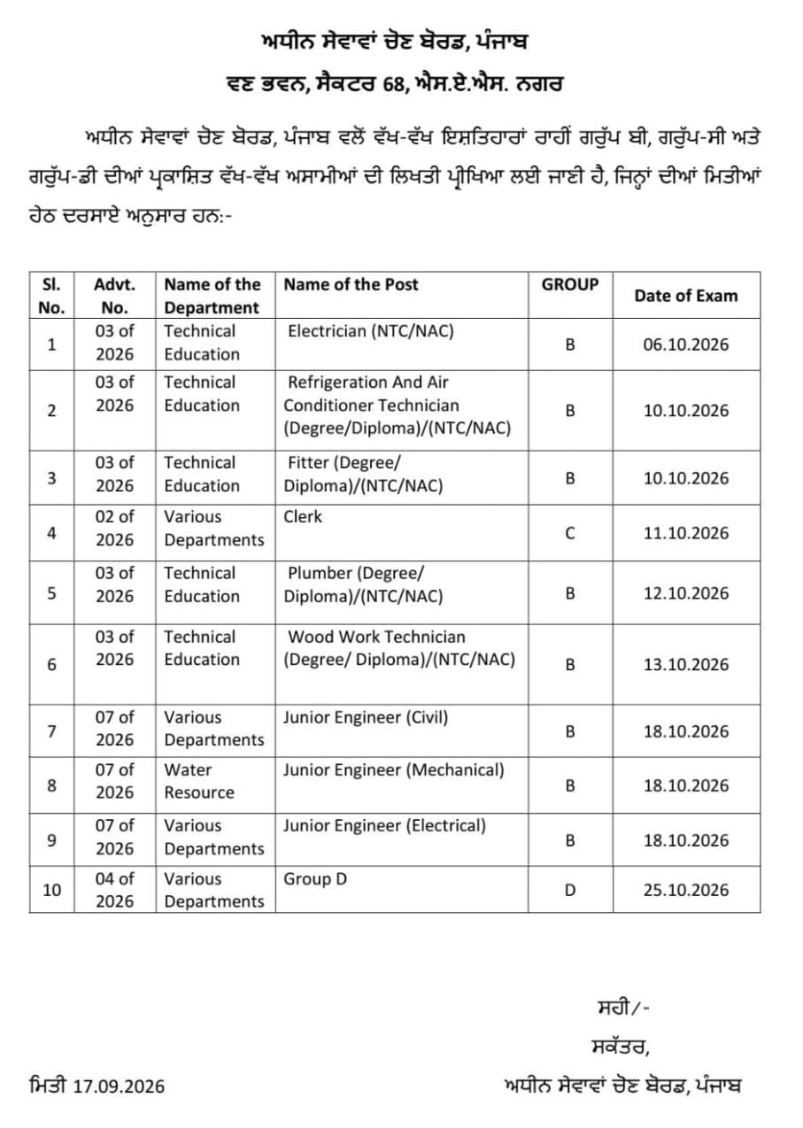 Psssb Exam Calendar 2026 Out : Check Official Schedule Here !! 3 Psssb Exam Calendar 2026 Out : Check Official Schedule Here !! 1