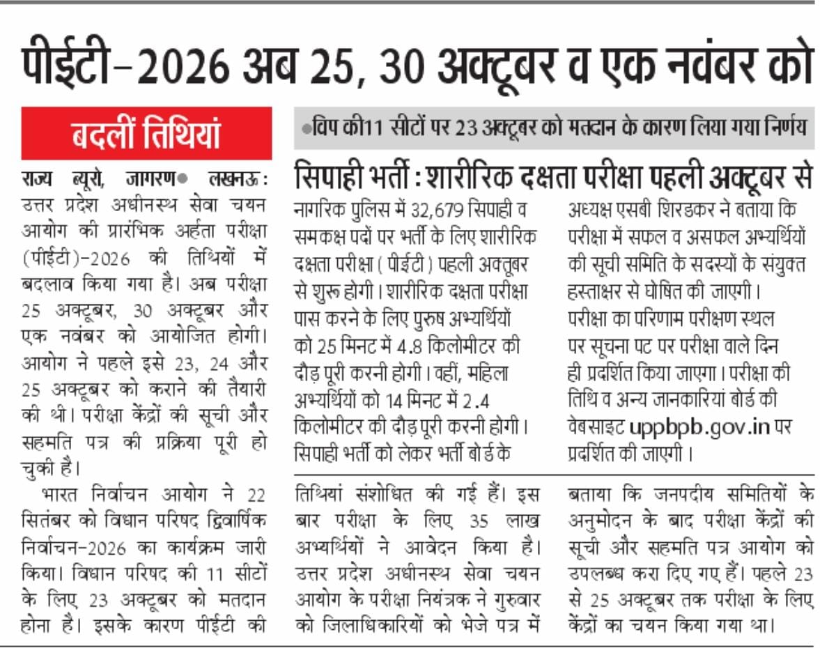 Upsssc Pet Revised Exam Dates &Amp; Up Police Constable Pet Dates 2026 !! 3 Upsssc