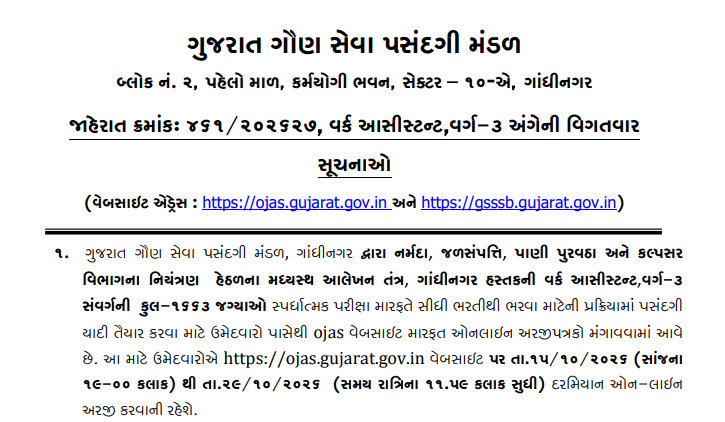 Gsssb Notification