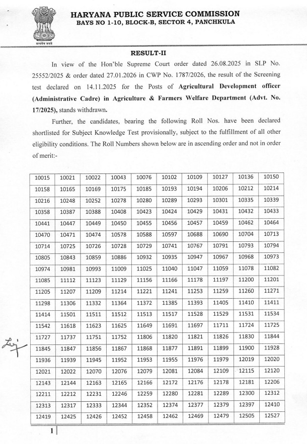 Hpsc Ado Screening Test Result Out 2026 : Check Revised Result Now !! 1