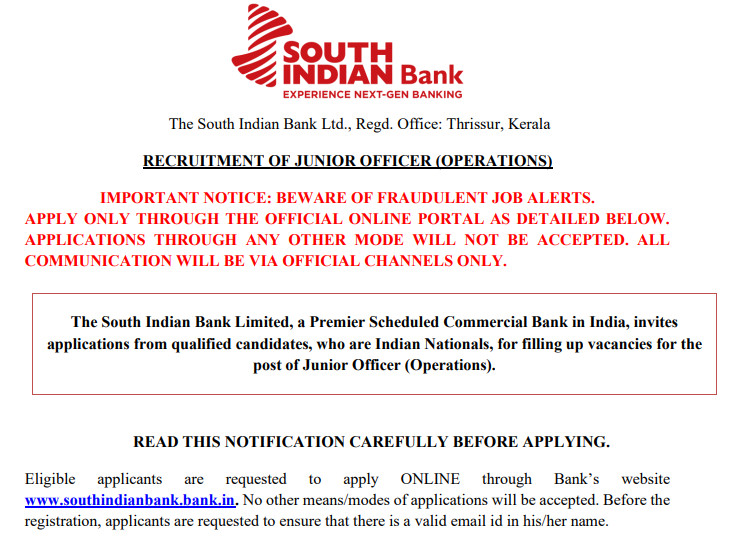 South Indian Bank Junior Officer Recruitment 2026: Apply Online, Eligibility, Salary &Amp; Last Date 3 South Indian Bank